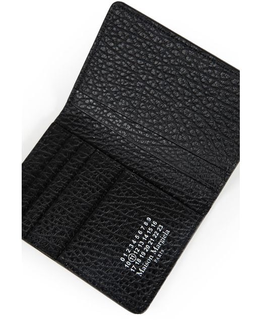 Maison Margiela Black Grained Leather 4-Stitch Bifold Card Holder for men