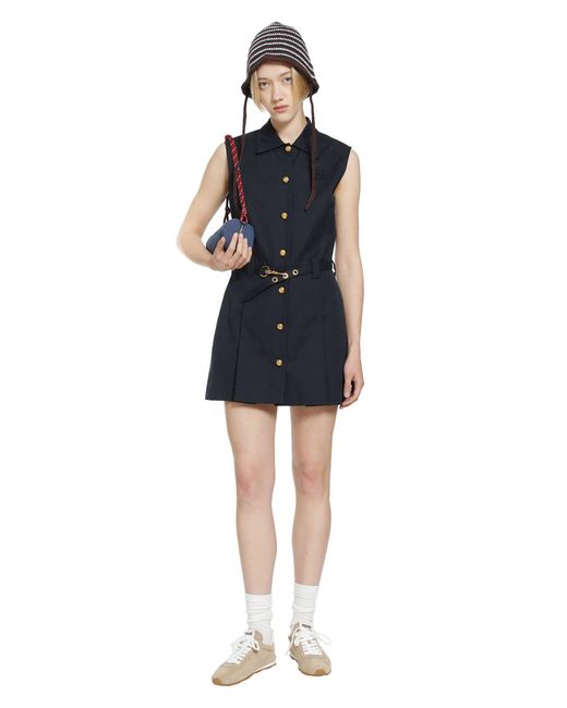 Miu Miu Blue Cotton Gabardine Shirt Mini Dress