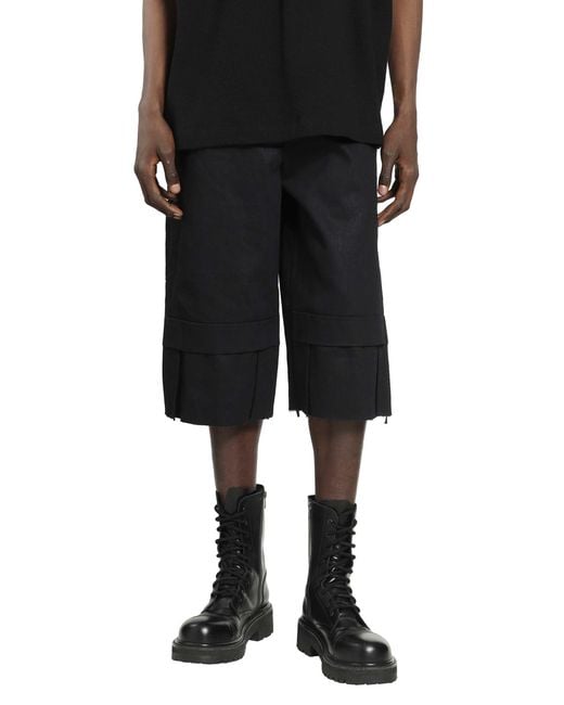 BRYAN JIMENE`Z Black Denim Bunker Bermudas for men