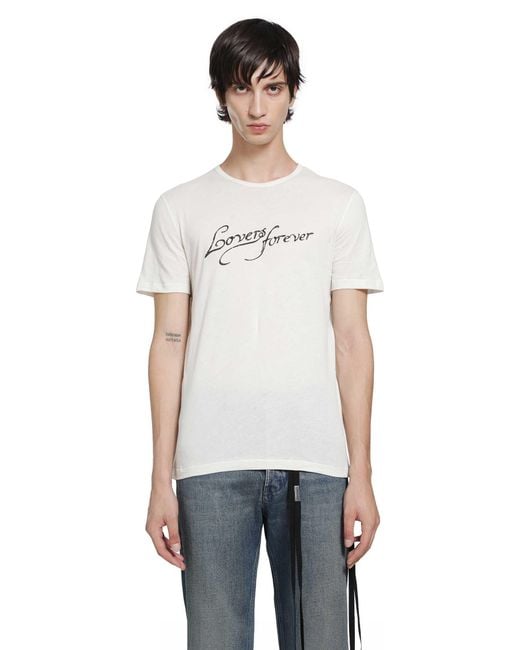 Ann Demeulemeester White Baptist 'Lovers Forever' Standard T-Shirt for men
