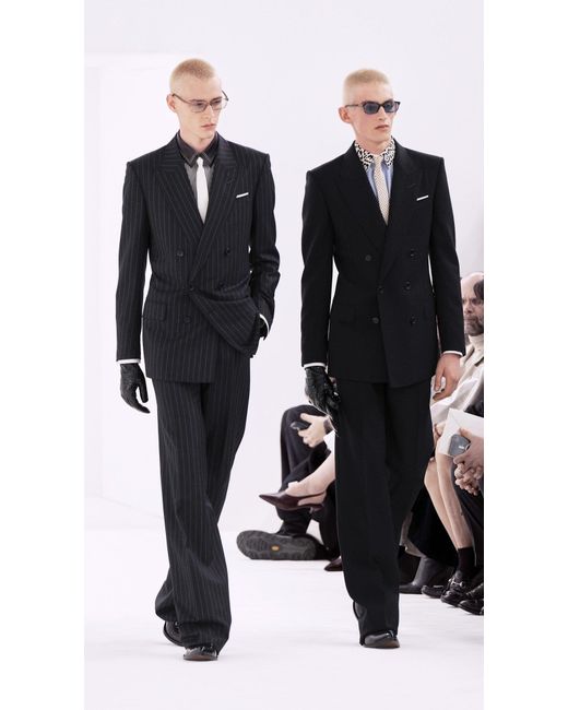 Tom Ford Blue Silk Stripe Contrast Classic Shirt for men