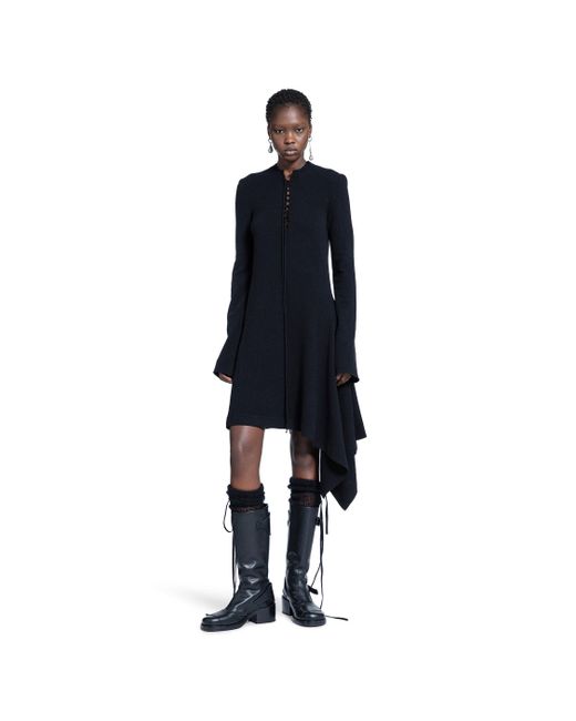 Ann Demeulemeester Blue Cordule Lace-Up Serafino Dress