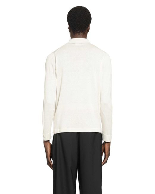 Lardini White Silk Knit Shirt for men