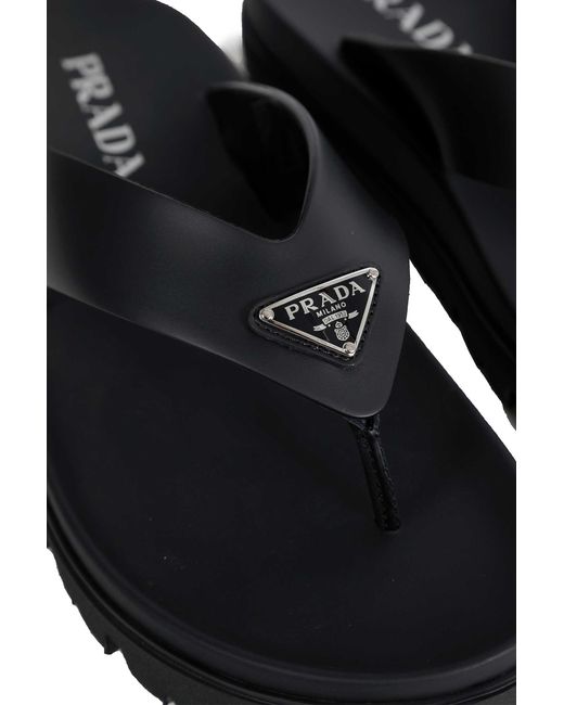 Prada Black Leatherthong Sandals for men