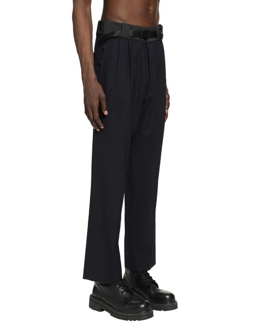 Prada Black Wool Pants With Technical Details for men