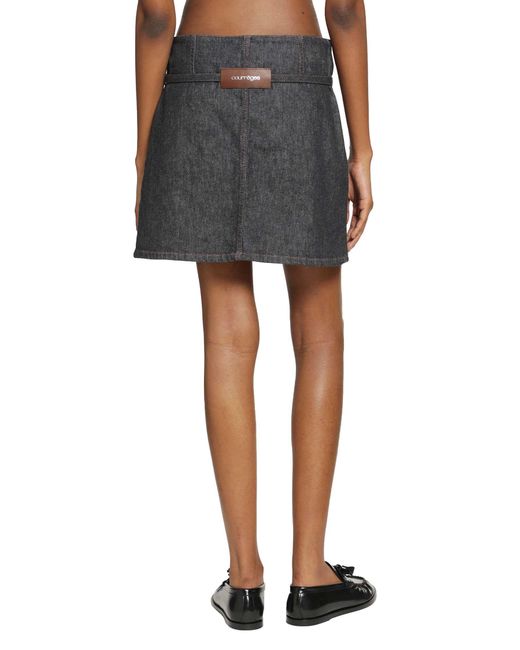 Courreges Black Two Pockets Denim Skirt