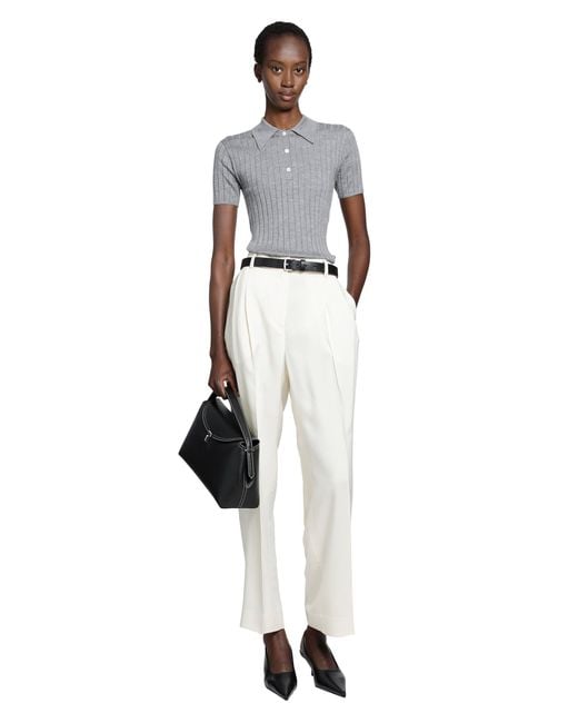 Totême Blue Ribbed Cashmere Silk Polo