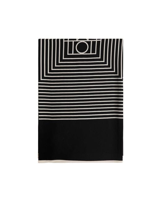 Totême Black Centered Monogram Silk Scarf