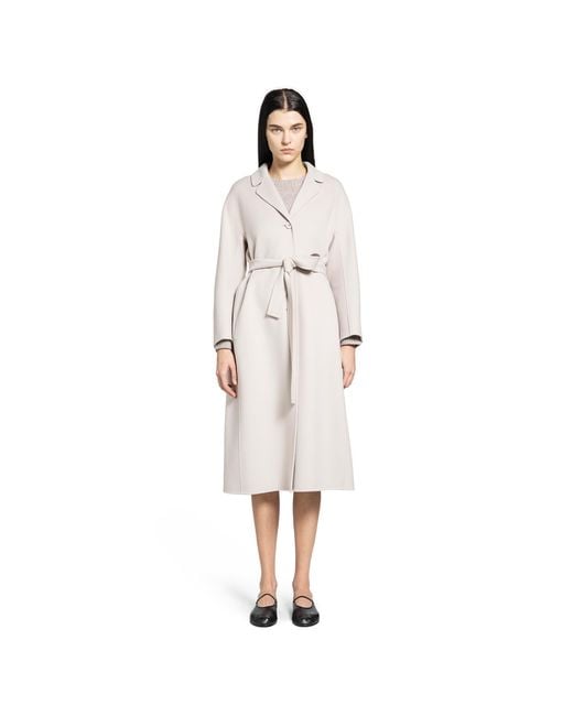 Max Mara White Flared Wool Coat