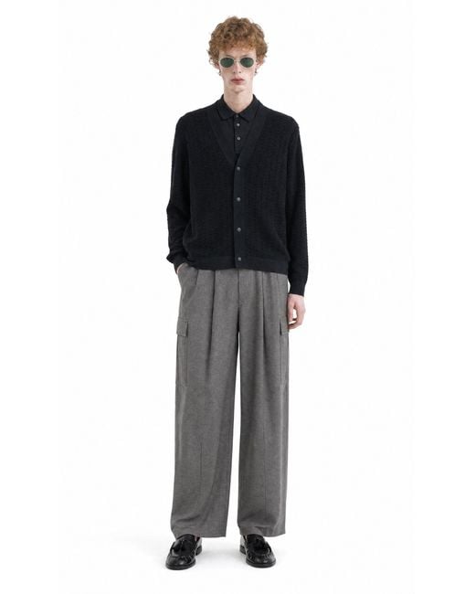 Giorgio Armani Gray Wool Cashmere Denim-Effect Cargo Pants for men