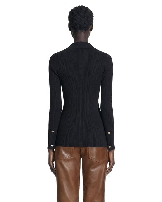 Max Mara Black Woollen Yarn Fitted Cardigan