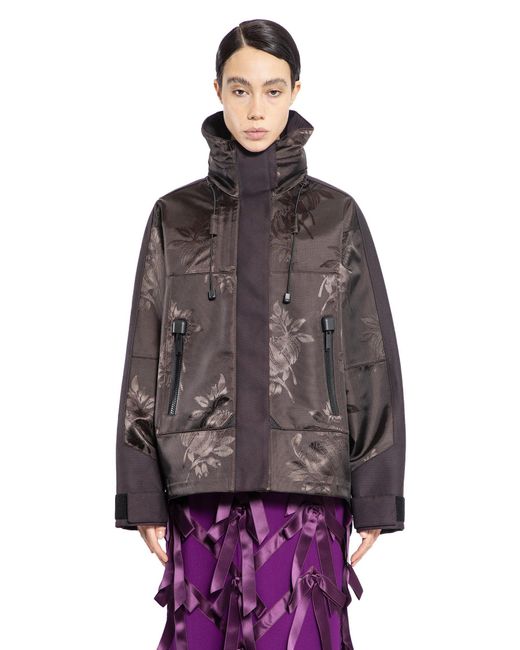 Prada Brown Floral Jacquard Nylon Jacket