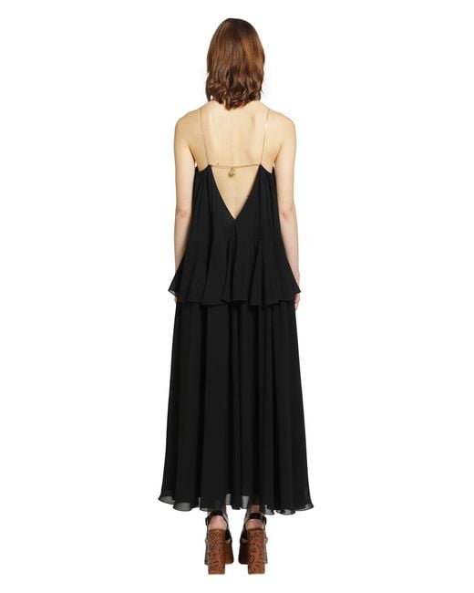 Chloé Black Silk Georgette Sleeveless Dress