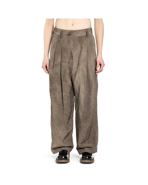 Ziggy Chen Brown Drop Crotch Pleated Trousers for men