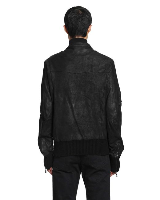 Giorgio Brato Black Nubuck Lambskin Bomber for men