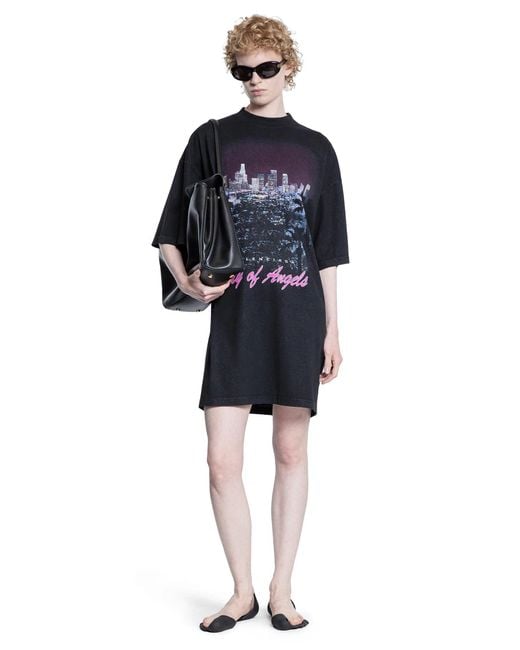 Balenciaga City Of Angels T-Shirt Dress in Black | Lyst