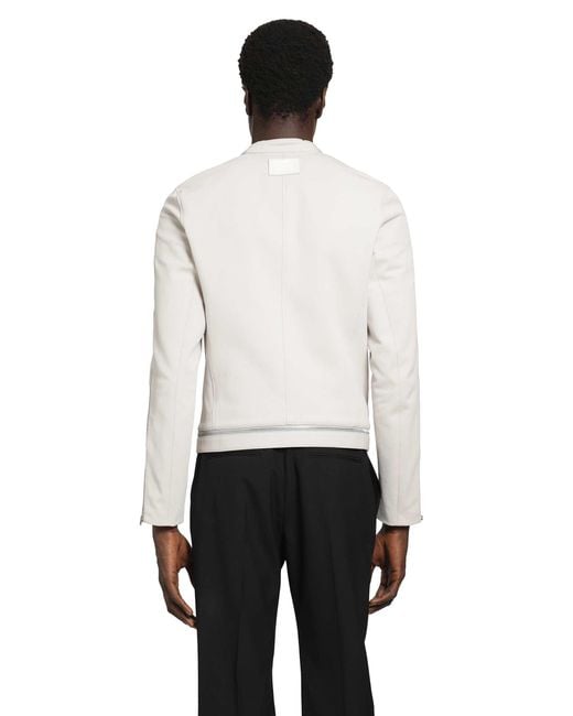 Acne White Twill Biker Jacket for men