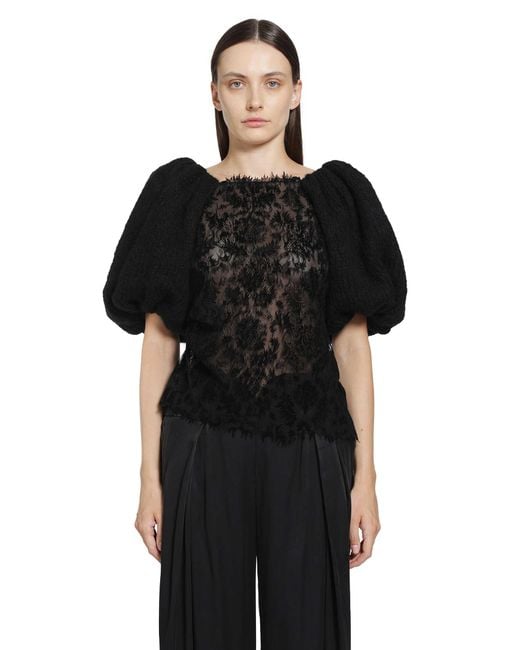PAULINE DUJANCOURT Black Laia Hand-Knit Alpaca Lace Top