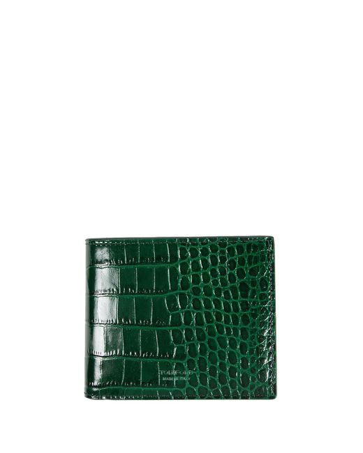 Tom Ford Green Bifold Snake Print Leather Wallet for men