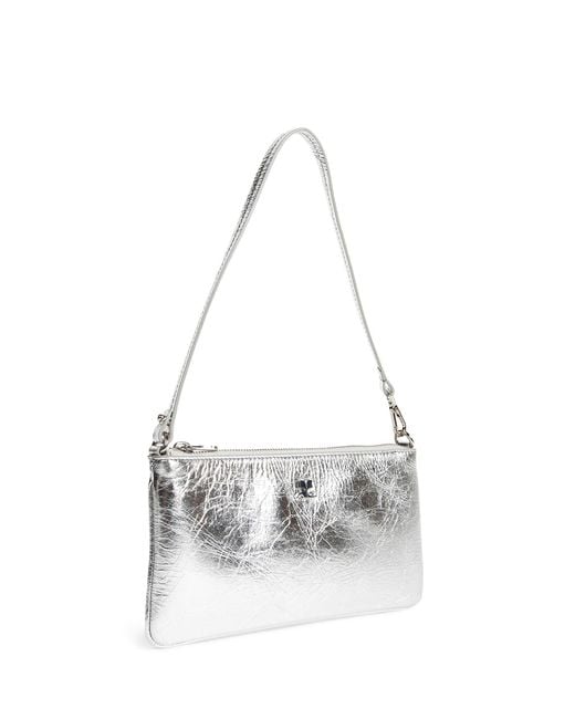 Courreges White Zipped Leather Pouch