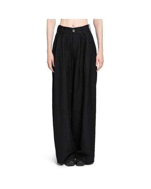 Uma Wang Black Polina Linen Cashmere Trousers