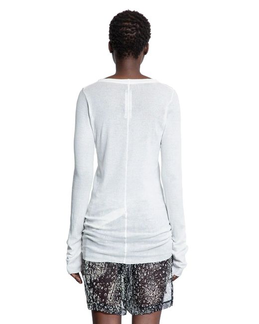 Rick Owens White Hollywood Rib Long Sleeve T