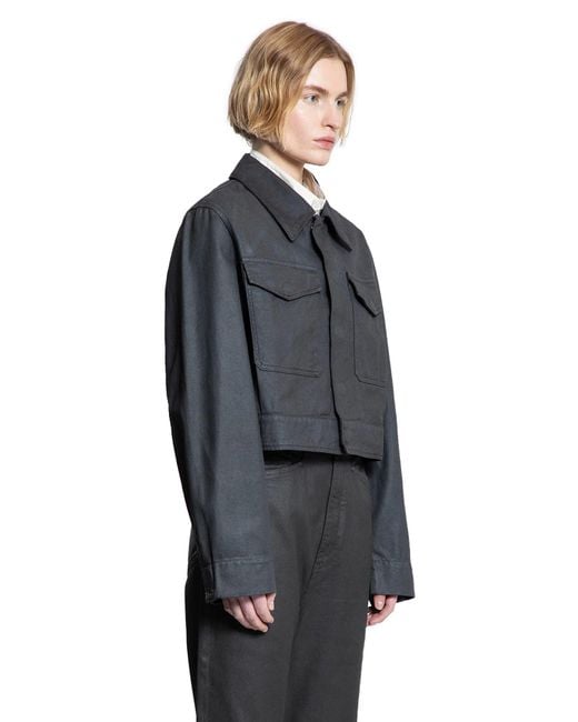 Lemaire Blue Trucker Jacket Shiny Coated Denim
