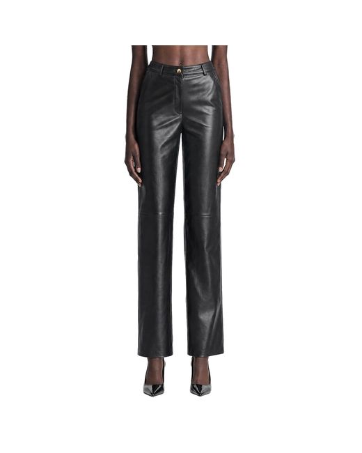 Max Mara Black Nappa Leather Barrel-Leg Trousers