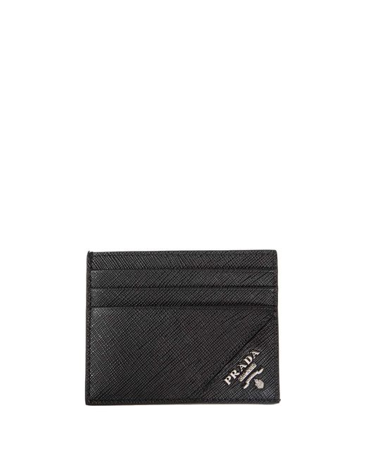 Prada Black Saffiano Leather Card Holder for men