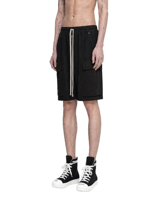 Rick Owens Black Tower Cargobela Shorts for men