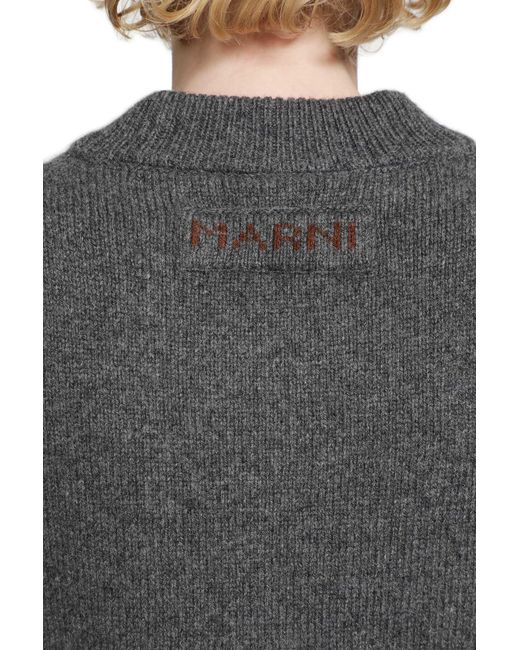 Marni Gray Short Sleeve V-Neck Cashmere Sweater