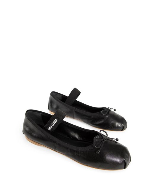 Miu Miu Black Leather Ballerinas