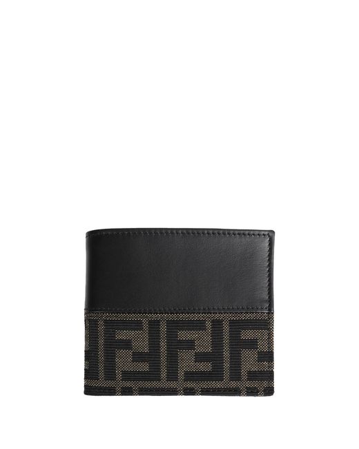 Fendi Black Jacquard Bi-Fold Wallet for men