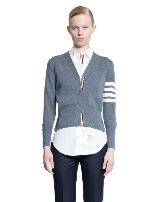 Thom Browne Blue Wool 4-Bar V-Neck Cardigan