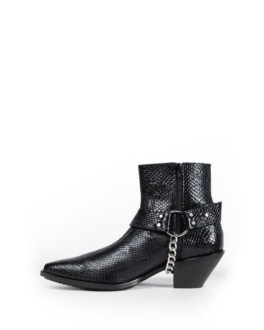 Junya Watanabe Black Snake Print Texas Ankle Boots