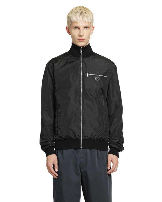 Prada Black Reversible Wool And Re-Nylon Jacket for men
