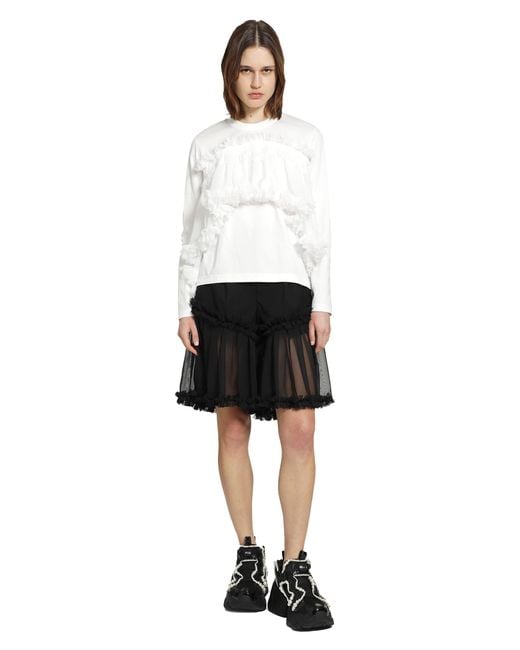 Noir Kei Ninomiya White Tulle Long Sleeve T-Shirt