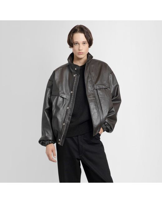 Lemaire Black Leather Jackets for men