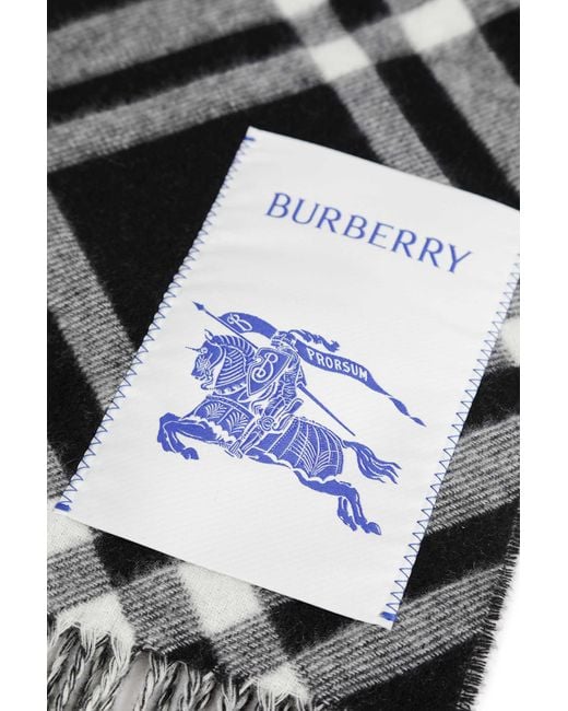 Burberry Black Check Cashmere Scarf for men