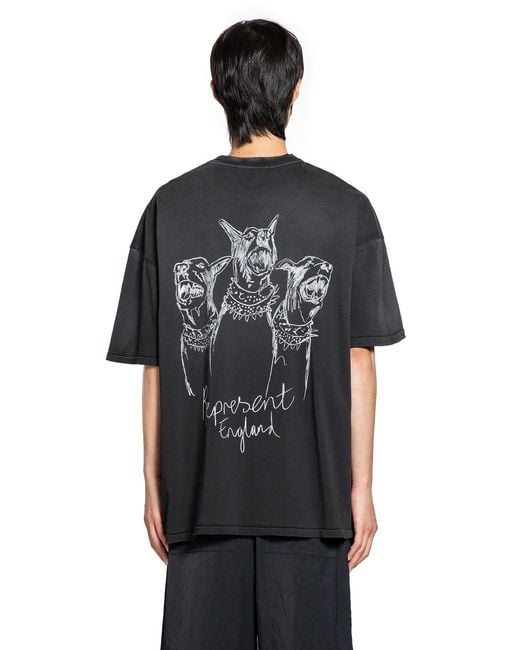 Represent Black Hand Drawn Thoroughbred T-Shirt for men