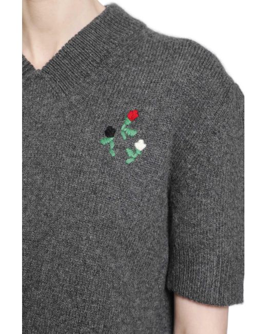 Marni Gray Short Sleeve V-Neck Cashmere Sweater