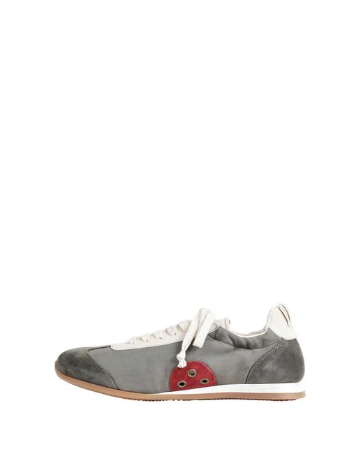 Uma Wang Gray Canvas And Suede Sneakers