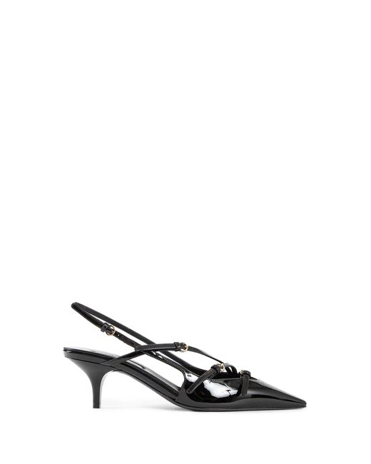 Miu Miu Black Patent Leather Slingbacks With Buckles