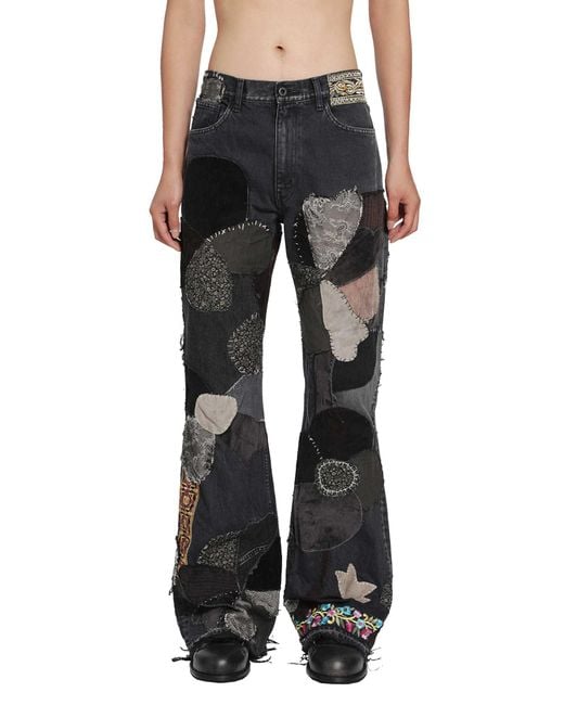 Kapital Black 14Oz X Denim 5P Rat Flare Pants for men