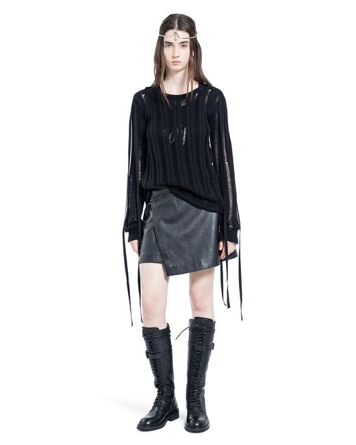 Ann Demeulemeester Black Gala Ladder Stitch Sweater