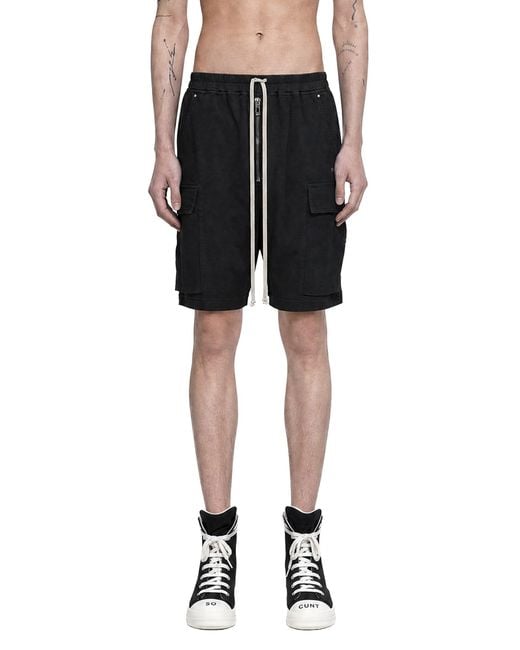 Rick Owens Black Tower Cargobela Shorts for men