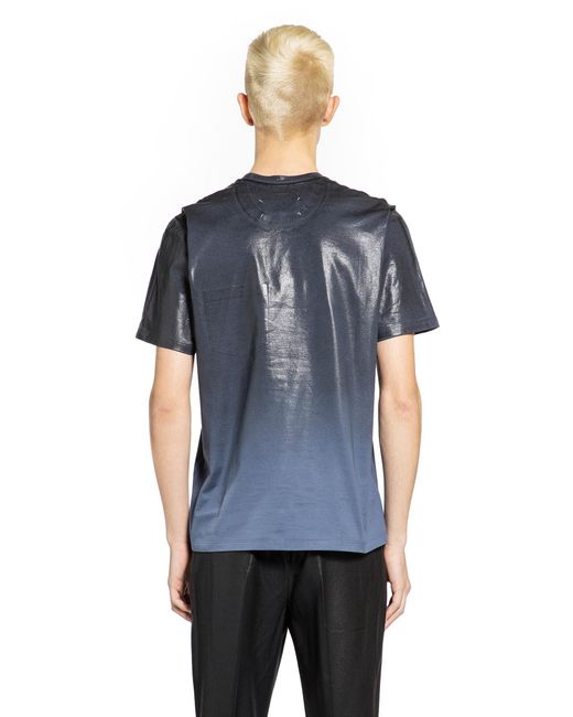 Maison Margiela Blue Foiled Cotton Jersey Pocket T-Shirt for men