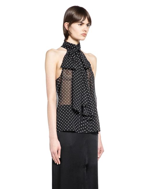 Tom Ford Black Polka Dot Silk Georgette Halter Top