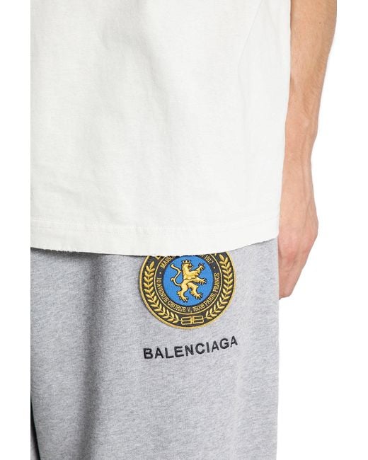 Balenciaga Gray Uniform Patch Oversized Sweatpants for men