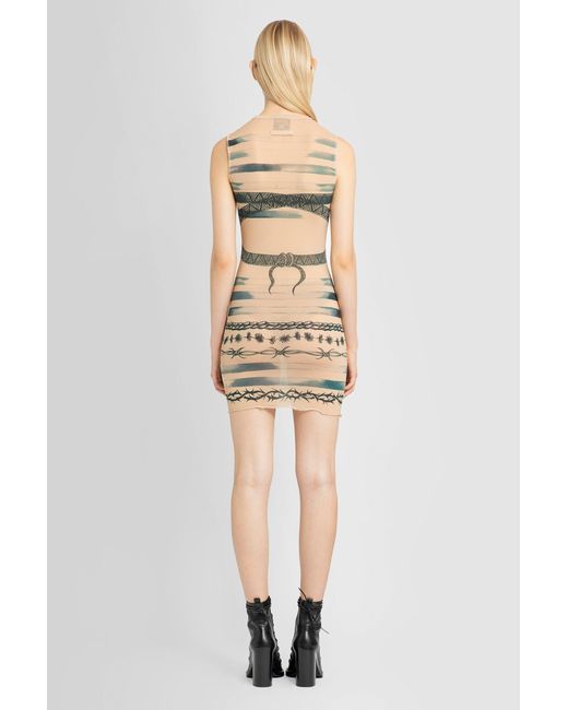 Jean Paul Gaultier Natural X Knwls Graphic-print Stretch-woven Mini Dress